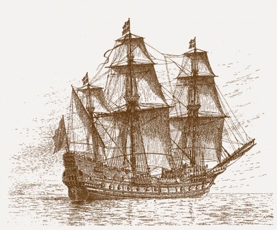 The Swedish Flagship Mars, before the Battle of Gotland-Oland by Russian School